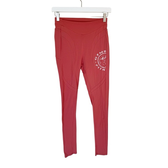 Gymshark Legacy Leggings Peach Pink Logo Pockets Gym Workout - Picture 1 of 8